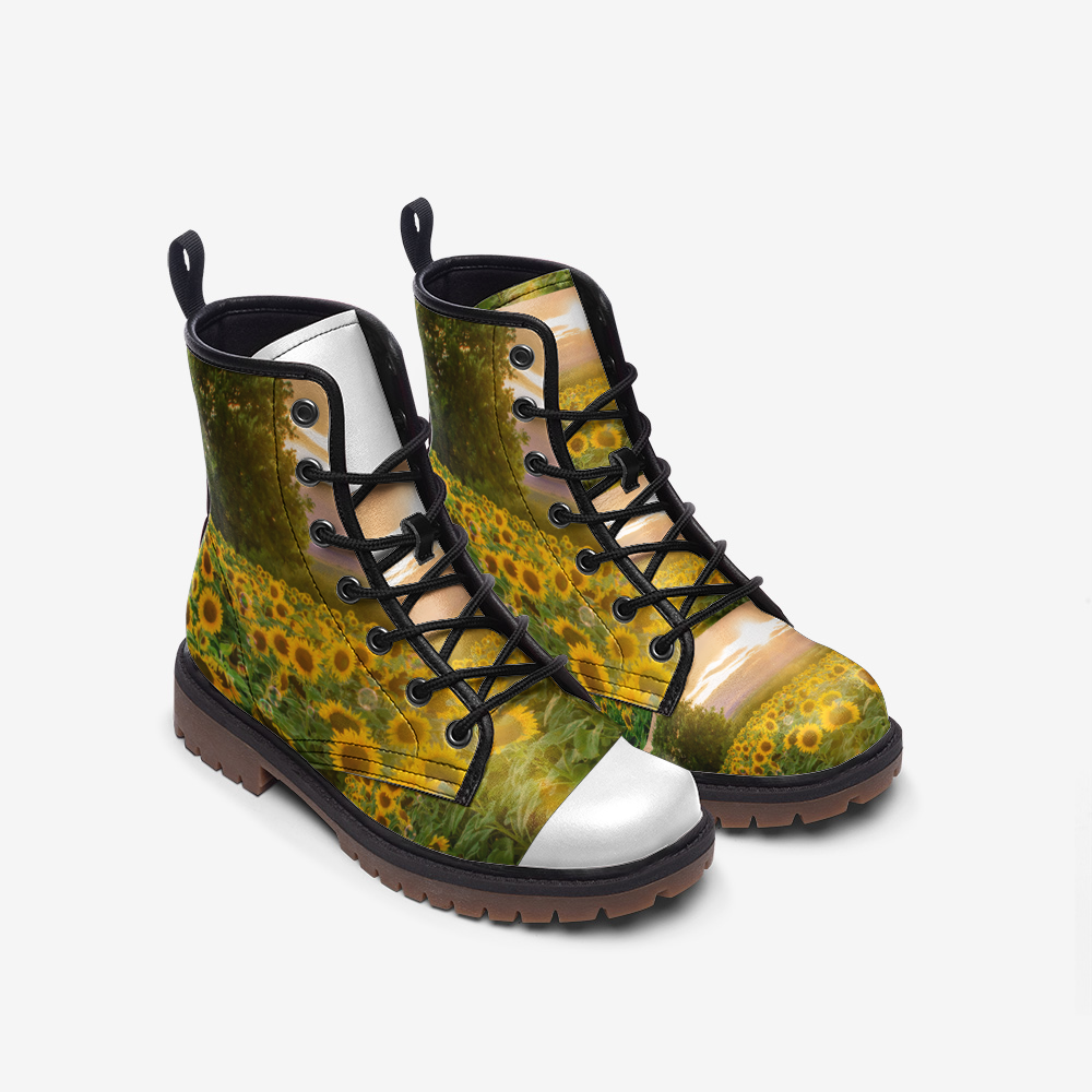 Sunshine and Sunflowers Casual Leather Lightweight boots