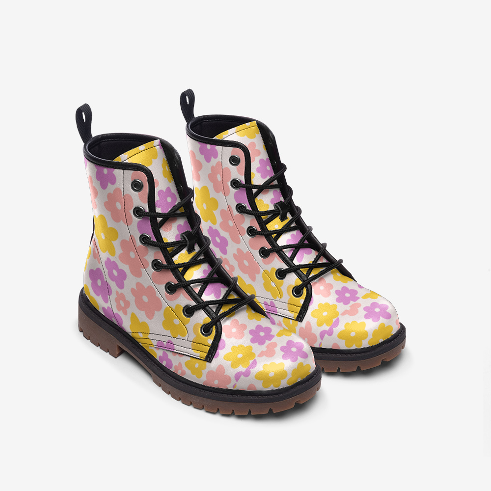 Funky Flower Casual Leather Lightweight boots