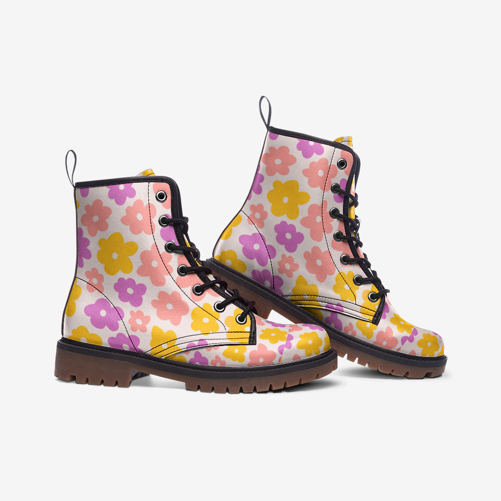 Funky Flower Casual Leather Lightweight boots